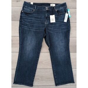 Cosmic Blue Love Mika Crop Straight Leg Capri Jeans Indigo Size 22W NWT